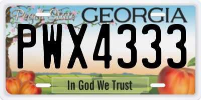 GA license plate PWX4333