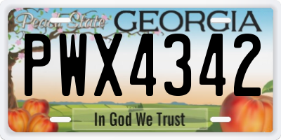 GA license plate PWX4342