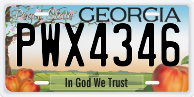 GA license plate PWX4346