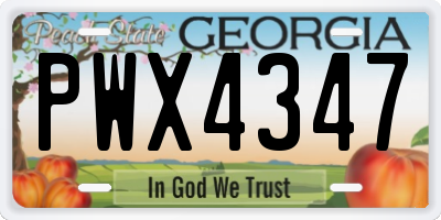 GA license plate PWX4347