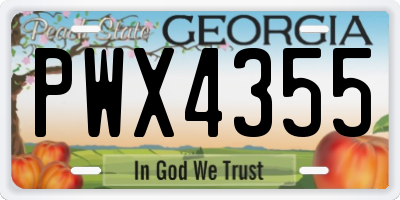 GA license plate PWX4355