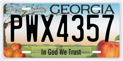GA license plate PWX4357