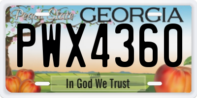 GA license plate PWX4360