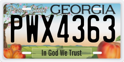 GA license plate PWX4363