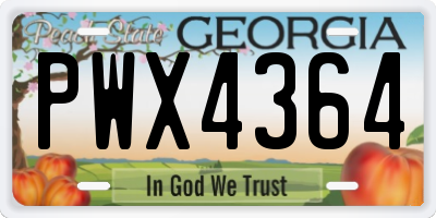 GA license plate PWX4364