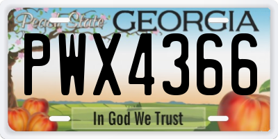 GA license plate PWX4366