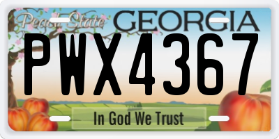 GA license plate PWX4367