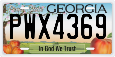 GA license plate PWX4369