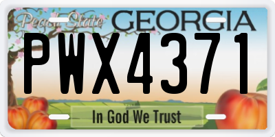 GA license plate PWX4371