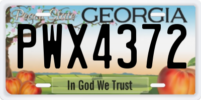 GA license plate PWX4372