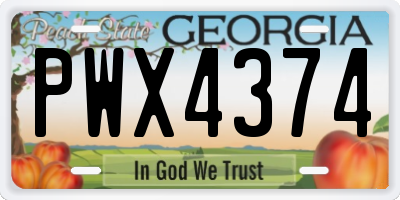 GA license plate PWX4374