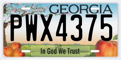 GA license plate PWX4375