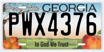 GA license plate PWX4376