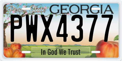 GA license plate PWX4377