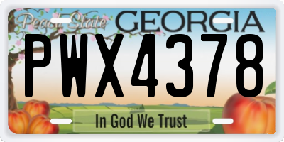 GA license plate PWX4378
