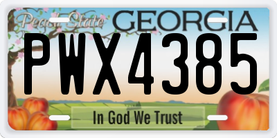 GA license plate PWX4385