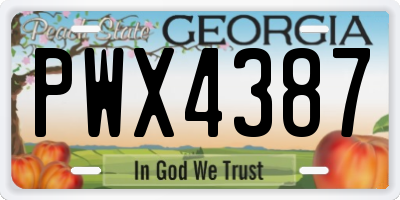 GA license plate PWX4387