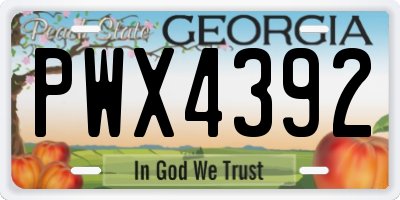 GA license plate PWX4392
