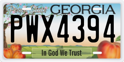 GA license plate PWX4394
