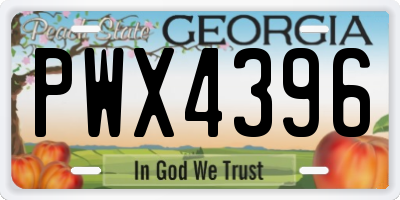 GA license plate PWX4396
