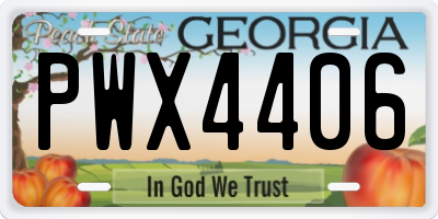 GA license plate PWX4406