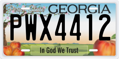 GA license plate PWX4412