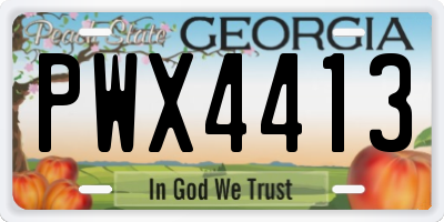 GA license plate PWX4413