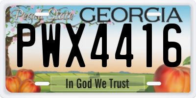 GA license plate PWX4416