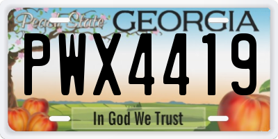 GA license plate PWX4419