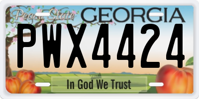 GA license plate PWX4424