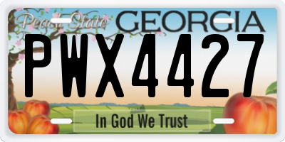 GA license plate PWX4427