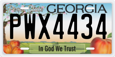 GA license plate PWX4434