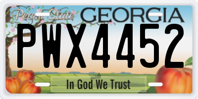 GA license plate PWX4452