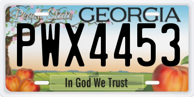 GA license plate PWX4453