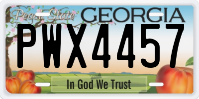 GA license plate PWX4457