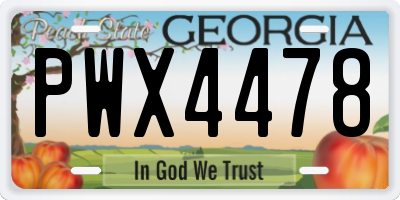 GA license plate PWX4478