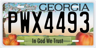 GA license plate PWX4493