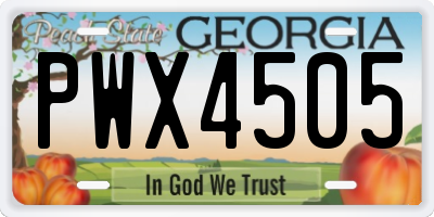 GA license plate PWX4505
