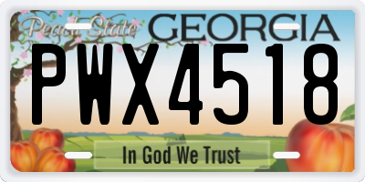 GA license plate PWX4518