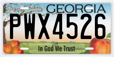 GA license plate PWX4526