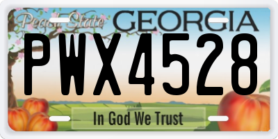 GA license plate PWX4528