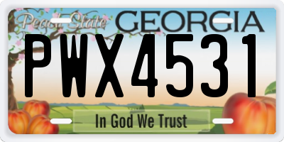 GA license plate PWX4531