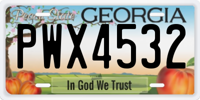 GA license plate PWX4532