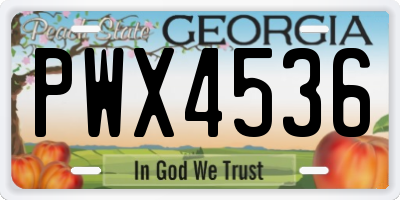 GA license plate PWX4536