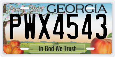 GA license plate PWX4543