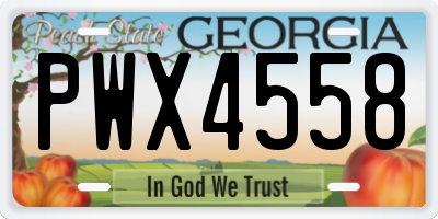 GA license plate PWX4558