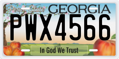 GA license plate PWX4566