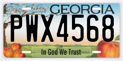 GA license plate PWX4568