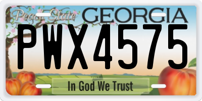 GA license plate PWX4575