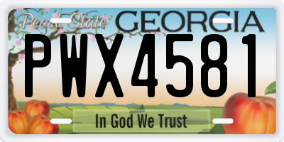 GA license plate PWX4581